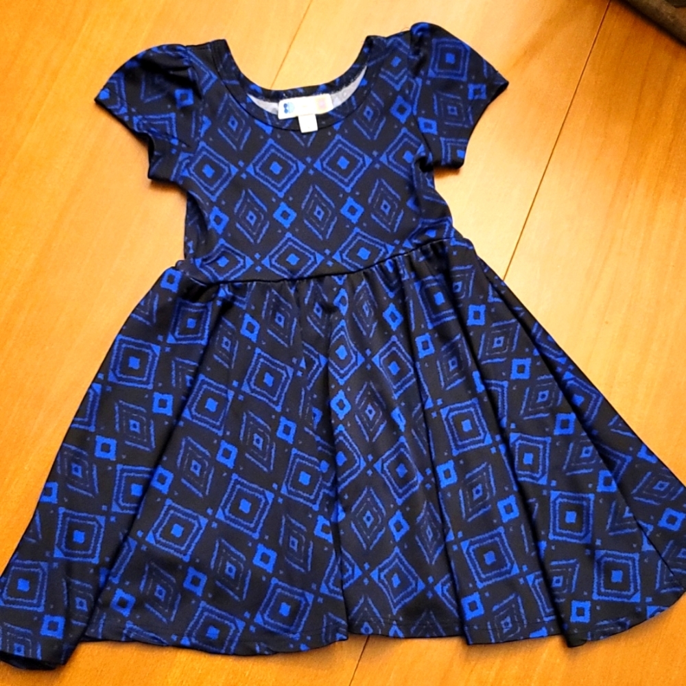2t Dot Dot Smile blue & black flare dress - Picture 1 of 2